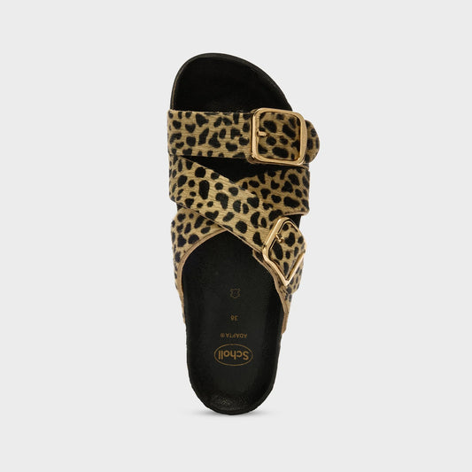 scholl Selene - Leopard Sandale Damen Draufsicht mit zwei verstellbaren Riemen und Leopardenmuster