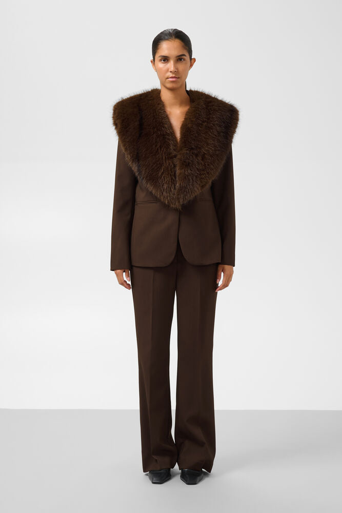 Soaked Corinne Pants Mole Damen Stoffhose mit weitem geradem Bein als eleganter Anzug-Look